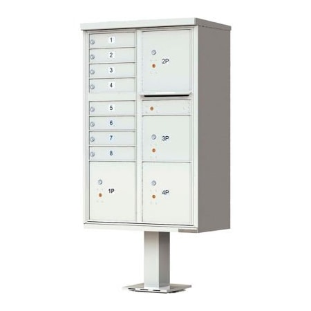 Florence Mfg Co Vital Cluster Box Unit, 8 Mailboxes & 4 Parcel Lockers, Postal Grey 1570-8T6AF